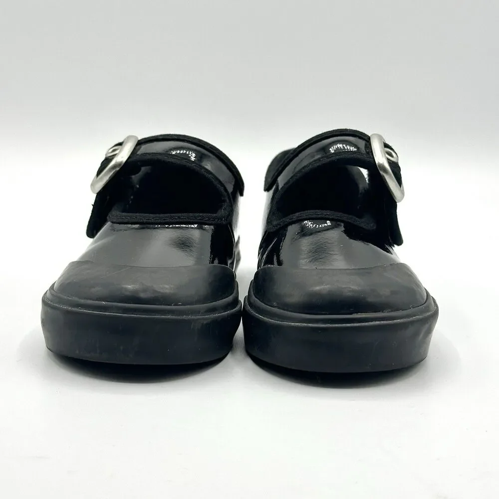 Vans Mary Jane Toddler Size 6 Black Gothic Shine Patent Leather Buckle Shoes